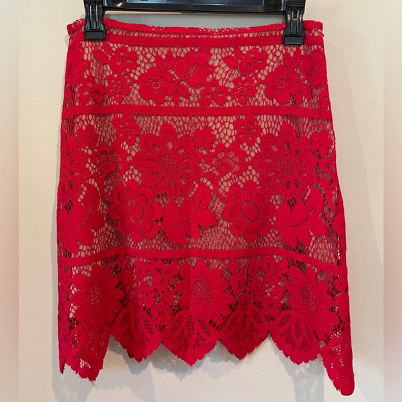 FOR LOVE AND LEMONS Gianna Lace Mini Skirt in Hot Red sz M - Picture 8 of 9